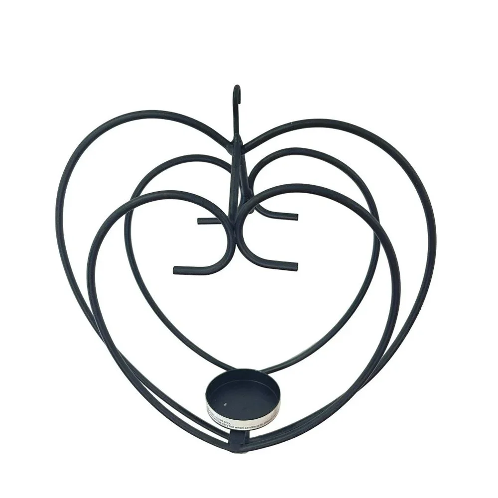 Black Rustic Wrought Iron Heart Shaped Candle Holder For Tealight Candle‎